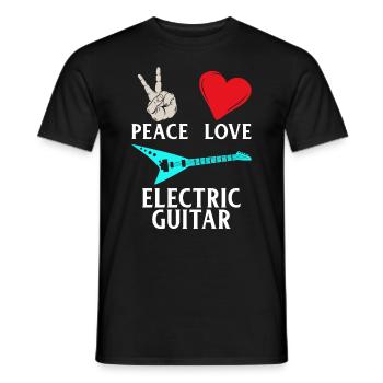 Peace Love Electric Guitar Guitarists - Männer T-Shirt - Schwarz - Vorne - AI Model Male 178 light (178cm)