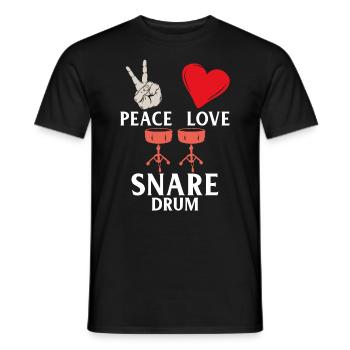 Peace Love Snare Drum Snare Instrument - Men's T-Shirt - black - Front - AI Model Male 178 light (178cm)