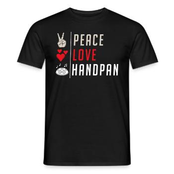 Peace Love Handpan Instrument Drum - Men's T-Shirt - black - Front - AI Model Male 178 light (178cm)