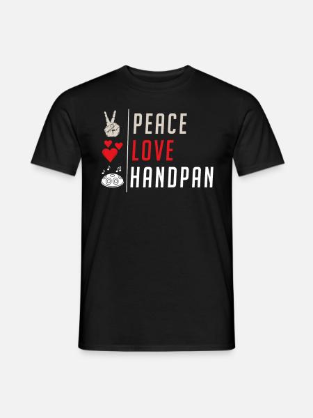 Peace Love Handpan Instrument Drum - Männer T-Shirt - Schwarz