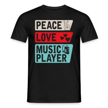 Peace Love Music Player Music Lovers - Männer T-Shirt - Schwarz - Vorne - AI Model Male 178 light (178cm)