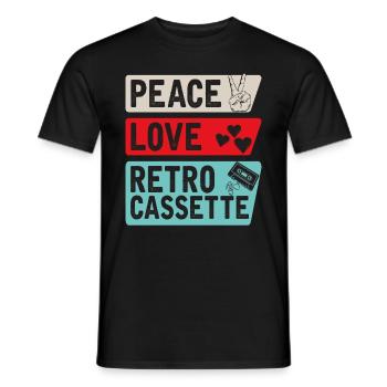 Peace Love Retro Cassette Instrument - Männer T-Shirt - Schwarz - Vorne - AI Model Male 178 light (178cm)