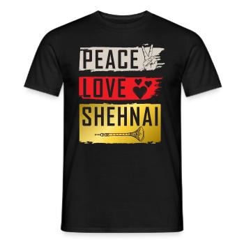 Peace Love Shehnai Musical Instrument - Männer T-Shirt - Schwarz - Vorne - AI Model Male 178 light (178cm)