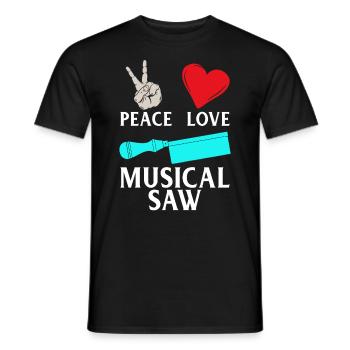 Peace Love Instrument de musique De scie musicale - T-shirt homme - noir - Devant - AI Model Male 178 light (178cm)