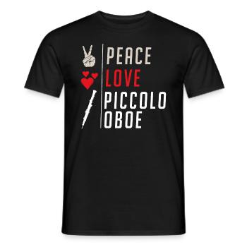 Peace Love Piccolo Oboe Marching Band - Men's T-Shirt - black - Front - AI Model Male 178 light (178cm)