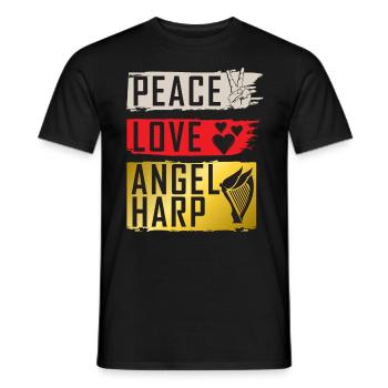 Peace Love Angel Harp Harp Players - Men's T-Shirt - black - Front - AI Model Male 178 light (178cm)