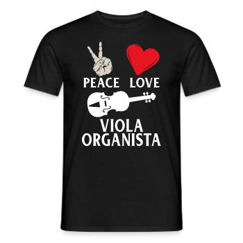 Peace Love Viola Organista Instrument - Männer T-Shirt - Schwarz - Vorne - AI Model Male 178 light (178cm)