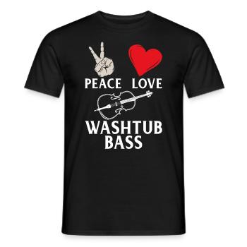 Peace Love Washtub Bass Music Instrument - Männer T-Shirt - Schwarz - Vorne - AI Model Male 178 light (178cm)
