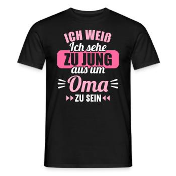 Zu jung um Oma zu sein Omi Gandma Oma - Männer T-Shirt - Schwarz - Vorne - AI Model Male 178 light (178cm)