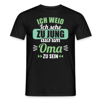 Zu jung um Oma zu sein Omi Gandma Oma - Männer T-Shirt - Schwarz - Vorne - AI Model Male 178 light (178cm)