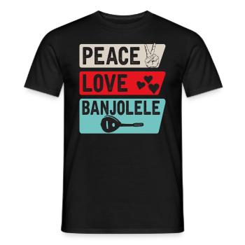 Paix Amour Banjolele Banjo Ukulélé Musique - T-shirt homme - noir - Devant - AI Model Male 178 light (178cm)