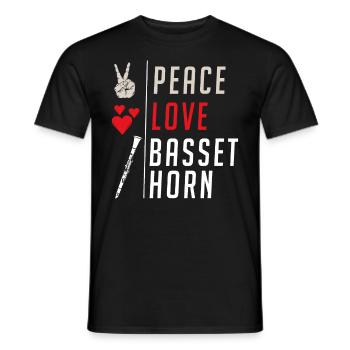 Peace Love Basset Cor Instrument de musique - T-shirt homme - noir - Devant - AI Model Male 178 light (178cm)