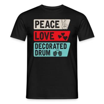 Instrument de tambour décoré Peace Love - T-shirt homme - noir - Devant - AI Model Male 178 light (178cm)