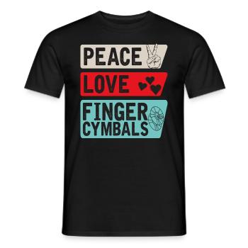 Peace Love Finger Cymbals Belly Dance - Men's T-Shirt - black - Front - AI Model Male 178 light (178cm)