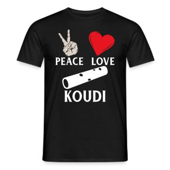 Peace Love Koudi Instrument Koudi Flute - Männer T-Shirt - Schwarz - Vorne - AI Model Male 178 light (178cm)