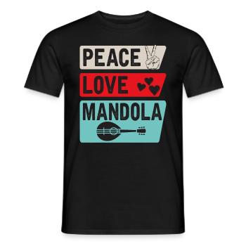 Peace Love Mandola Trombone Instrument - Men's T-Shirt - black - Front - AI Model Male 178 light (178cm)
