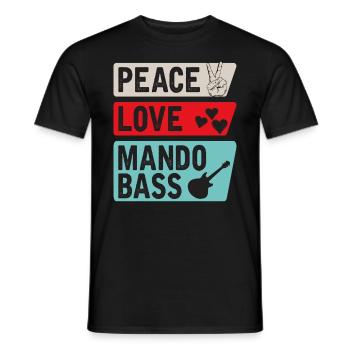 Peace Love Mando Bass Bluegrass Musique - T-shirt homme - noir - Devant - AI Model Male 178 light (178cm)