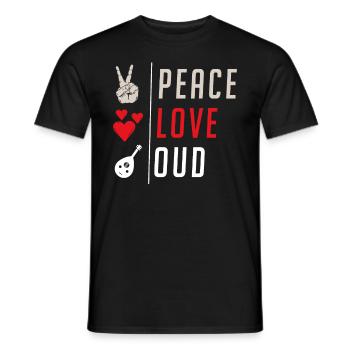 Peace Love Oud Musical Instrument - Männer T-Shirt - Schwarz - Vorne - AI Model Male 178 light (178cm)