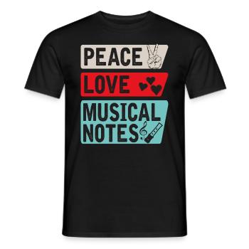 Peace Love Musical Notes Instrument - Männer T-Shirt - Schwarz - Vorne - AI Model Male 178 light (178cm)