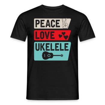 Peace Love Ukelele Instrument Players - Men's T-Shirt - black - Front - AI Model Male 178 light (178cm)