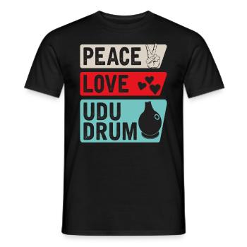 Peace Love Udu Drum Musical Instrument - Men's T-Shirt - black - Front - AI Model Male 178 light (178cm)