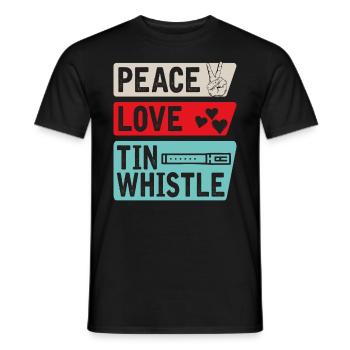 Peace Love Tin Whistle Instrument Musique - T-shirt homme - noir - Devant - AI Model Male 178 light (178cm)