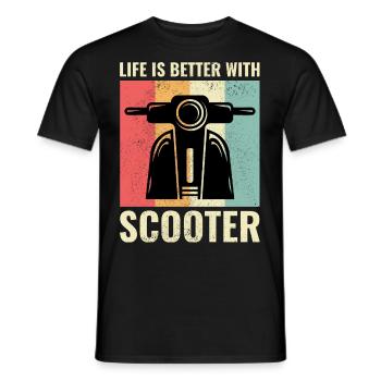 Scooter Rider Scootering Moto Vintage Retro - T-shirt homme - noir - Devant - AI Model Male 178 light (178cm)