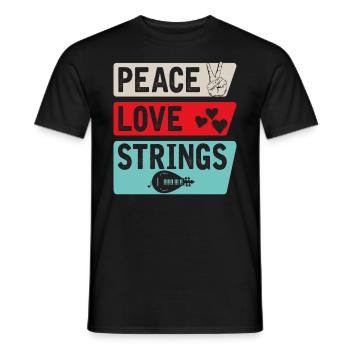 Peace Love Strings Acoustic Guitar Music - Männer T-Shirt - Schwarz - Vorne - AI Model Male 178 light (178cm)
