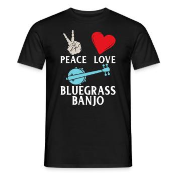 Peace Love Bluegrass Banjo Instrument - Men's T-Shirt - black - Front - AI Model Male 178 light (178cm)