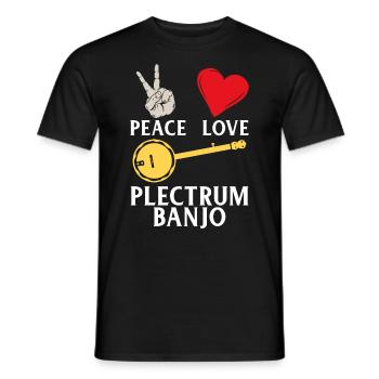 Peace Love Plectrum Banjo Instrument - Men's T-Shirt - black - Front - AI Model Male 178 light (178cm)