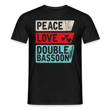 Peace Love Instrument de contrebasson - T-shirt homme - noir - Devant - AI Model Male 178 light (178cm)
