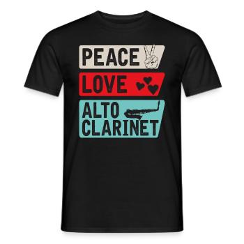 Peace Love Alto Clarinet Instrument - Men's T-Shirt - black - Front - AI Model Male 178 light (178cm)