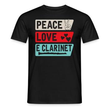 Peace Love E Clarinet Musical Instrument - Männer T-Shirt - Schwarz - Vorne - AI Model Male 178 light (178cm)