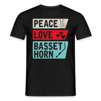 Peace Love Basset Horn Instrument de musique - T-shirt homme - noir - Devant - AI Model Male 178 light (178cm)