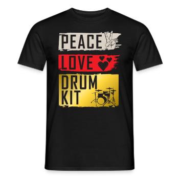 Peace Love Drum Kit Instrument Drummers - Men's T-Shirt - black - Front - AI Model Male 178 light (178cm)