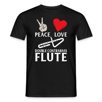 Peace Love Double Contrabass Flute Music - Männer T-Shirt - Schwarz - Vorne - AI Model Male 178 light (178cm)