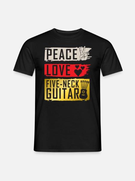 Five-Neck Guitar Musical Instrument - Männer T-Shirt - Schwarz