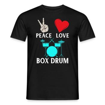 Peace Love Box Tambour Instrument de musique - T-shirt homme - noir - Devant - AI Model Male 178 light (178cm)