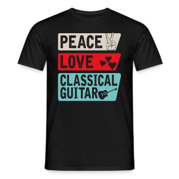 Peace Love Instrument de guitare classique - T-shirt homme - noir - Devant - AI Model Male 178 light (178cm)