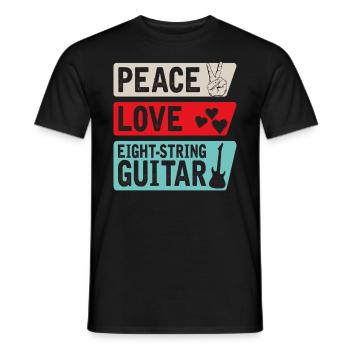 Peace Love Eight-String Guitar Music - Männer T-Shirt - Schwarz - Vorne - AI Model Male 178 light (178cm)