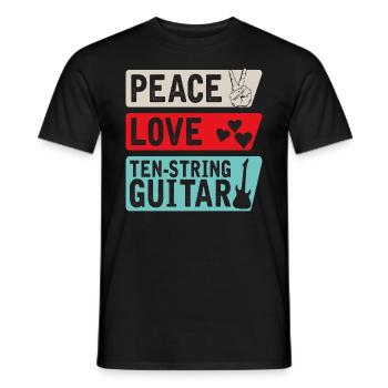 Peace Love Ten-String Guitar Instrument - Männer T-Shirt - Schwarz - Vorne - AI Model Male 178 light (178cm)