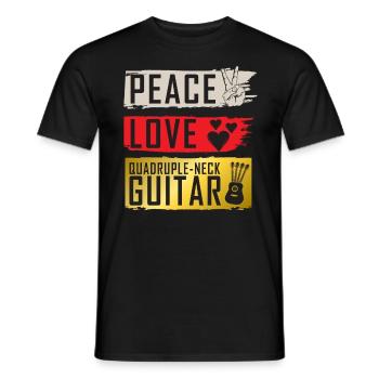 Instrument de musique de guitare à quadruple manche - T-shirt homme - noir - Devant - AI Model Male 178 light (178cm)