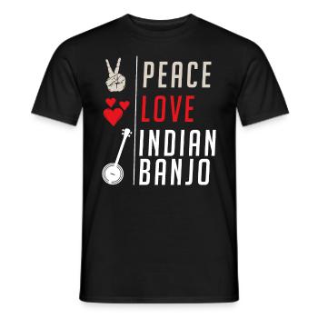 Peace Love Indian Banjo Instrument Music - Men's T-Shirt - black - Front - AI Model Male 178 light (178cm)