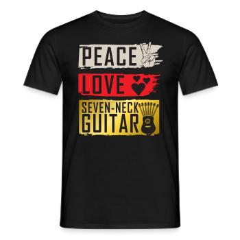 Peace Love Seven-Neck Guitar Instrument - Männer T-Shirt - Schwarz - Vorne - AI Model Male 178 light (178cm)