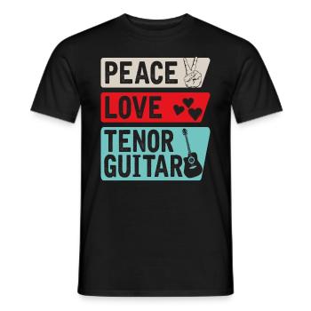 Peace Love Tenor Guitar Music Instrument - Männer T-Shirt - Schwarz - Vorne - AI Model Male 178 light (178cm)