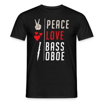 Peace Love Bass Hautbois Instrument de musique - T-shirt homme - noir - Devant - AI Model Male 178 light (178cm)