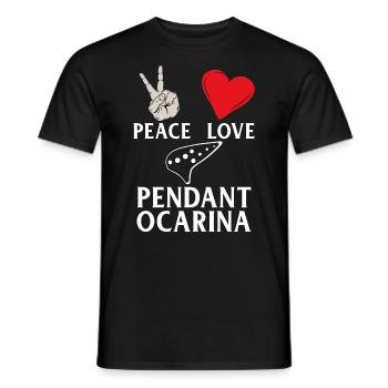 Peace Love Pendant Ocarina Instrument - Men's T-Shirt - black - Front - AI Model Male 178 light (178cm)