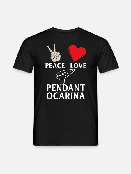 Peace Love Pendentif Ocarina Instrument - T-shirt homme - noir