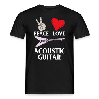 Peace Love Acoustic Guitar Instrument - Männer T-Shirt - Schwarz - Vorne - AI Model Male 178 light (178cm)