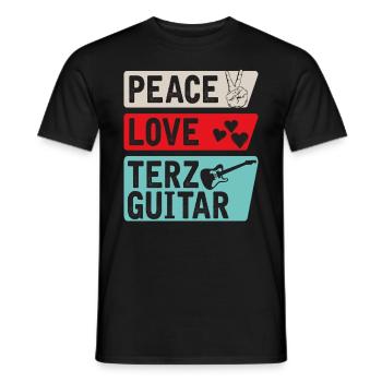 Peace Love Terz Guitar Instrument Music - Männer T-Shirt - Schwarz - Vorne - AI Model Male 178 light (178cm)